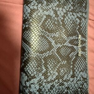 Michael Kors Blue Snake print Clutch